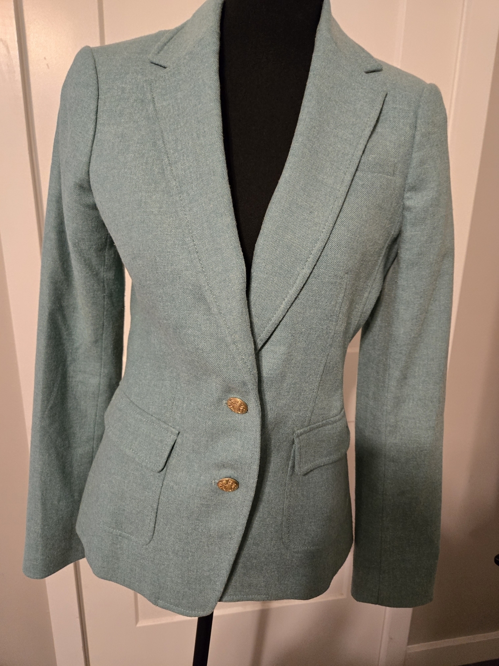 Banana Republic Italian Wool Blend Elbow Patch Gold Button Blazer Jacket 2